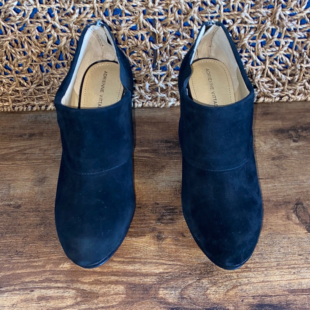 Adrienne Vittadini LEATHER WOMENS HEELED BOOTS SIZE 9.5 velvet black shoes - Picture 4 of 12